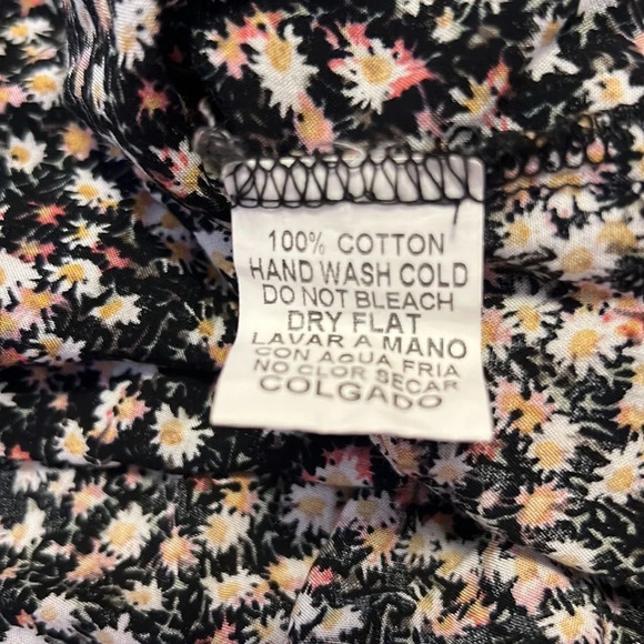 EASEL Micro Floral Print Boho Cottagecore Tunic Tassel Tie Front Blouse - Picture 9 of 10